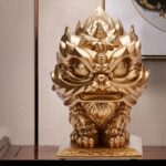 Buddha Stones Lion Statue Strength Resin Home Office Decoration Decorations BS Gold