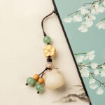 Buddha Stones Natural Bodhi Seed Money Bag Flower Blessing Prosperity Keychain Key Chain BS 14