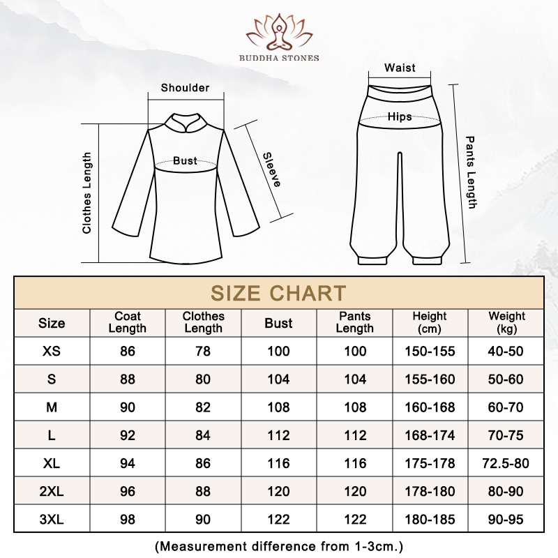 Buddha Stones 3Pcs Yin Yang Tree Tai Chi Spiritual Zen Practice Meditation Prayer Uniform Unisex Clothing Set Clothes BS 1