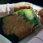Buddha Stones Small Green Peony Butterfly Metal Chain Crossbody Bag Shoulder Bag Cellphone Bag Crossbody Bag BS 4