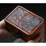 Buddha Stones Retro Handmade Floral Pattern Rosewood Jewelry Storage Box Lockable Wooden Gift Organizer Box Jewelry Storage Box BS 16