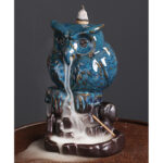 Buddha Stones Cute Owl Ceramic Backflow Smoke Fountain Meditation Healing Incense Burner Decoration Incense Burner BS 8