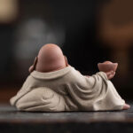 Buddha Stones Laughing Buddha Ingots Attract Wealth Purple Clay Maitreya Statue Decoration Decorations BS 3