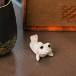 Buddha Stones Mini Small Praying Frog Ceramic Wealth Prosperity Home Tea Pet Figurine Decoration Decorations BS Little Frog 5.5*3.5*3cm