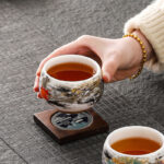 Buddha Stones Dragon Playing With Pearl Design White Porcelain Ceramic Teacup Kung Fu Tea Cup 160ml Cup BS 5