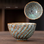 Buddha Stones Peach Blossom Pattern Ceramic Teacup Flower Tea Cups Cup BS LightBlue