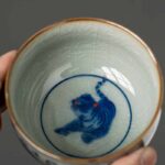 Buddha Stones Jingdezhen Hand Painted Cute Tiger Ceramic Teacup Kung Fu Tea Cup Bowl 140ml Cup BS 6