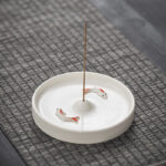 Buddha Stones Koi Fish Pattern Spiritual Healing Ceramic Incense Stick Burner Decoration Incense Burner BS White Koi Fish