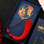 Buddha Stones Gold Koi Fish Metal Brass Hollow Bookmark Bookmarks BS Koi Fish Tassel Gift Box&Bag