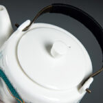 Buddha Stones Vintage Dragon Mountain Fisherman Landscape White Porcelain Ceramic Kung Fu Teapot Teapot BS 9