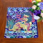 Buddha Stones Fengshui Kirin Prayer Altar Mat Healing Meditation Auspicious Symbol Mat Prayer Altar BS 16
