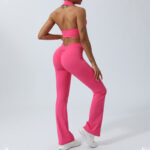Buddha Stones 2Pcs Workout Sleeveless Backless Top Shorts Flared Pants Sports Fitness Yoga Outfit Set 2-Piece Outfit BS 24