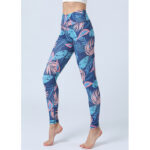 Buddha Stones Leaves Print Pants Sports Fitness Yoga High Waist Leggings Women's Yoga Pants Leggings BS 16