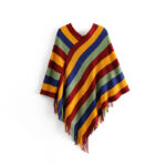 Buddha Stones Tibetan Colorful Striped Design Shawl Tassels Pullover Winter Cozy Travel Scarf Wrap Tibetan Shawl BS 20