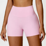 Buddha Stones Gym Sports Yoga Backless Bra Crop Tank Top Shorts 2-Piece Outfit BS Pink Shorts US8/10/XL