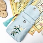 Buddha Stones Small Embroidered Flowers Crossbody Bag Shoulder Bag Double Layer Cellphone Bag Crossbody Bag BS 16