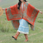 Buddha Stones Tibetan Shawl Simple Pattern Winter Cozy Travel Scarf Wrap Tibetan Shawl BS 18
