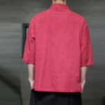 Buddha Stones Men's Chinese Frog-Button Tang Suit Half Sleeve Cotton Linen Shirt Men's Shirts BS 14
