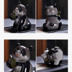 Buddha Stones Color Changing Small Cute Panda Bamboo Tea Pet Resin Home Figurine Decoration Decorations BS 7