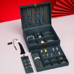 Buddha Stones Simple Design Jewelry Box Organizer Two-Layer Jewelry Storage Box Flannel Box With Lock - image 8