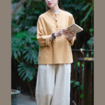 Buddha Stones Solid Color Loose Button Blouse Long Sleeve Shirt Top Long Sleeve Shirt BS 43