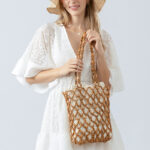 Buddha Stones Hand-woven Wooden Beads Shoulder Bag Handbag Shoulder Bag BS 14