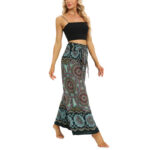 Buddha Stones Boho Mandala Print Lace-up Wide Leg Pants Women's Yoga Pants Women's Wide Leg Pants BS 15