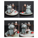 Buddha Stones Meditation Frog Ceramic Lotus Healing Incense Burner Incense Burner BS 12