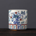 Buddha Stones Vintage Plum Blossom Pine Bamboo Phoenix Kirin Lion Dancing Ceramic Teacup Tea Cups Cup BS Plum Blossom Pine Bamboo(6.1cm*6.5cm*130ml)