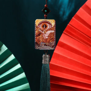 Buddha Stones Vintage Handmade Auspicious Crane Ebony Wood Balance Tassel Car Hanging Decoration Car Hanging Decoration BS Ebony Wood(Balance♥Calm)