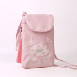 Buddha Stones Small Embroidered Flowers Crossbody Bag Shoulder Bag Double Layer Cellphone Bag Crossbody Bag BS 1