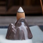 Buddha Stones Lotus Plum Blossom Square Ceramic Spiritual Backflow Incense Burner Incense Burner BS 14