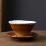 Buddha Stones Planet Design Ceramic Coffee Mug Rough Pottery Tea Coffee Cup With Saucer Coffee Mug BS Khaki 10.3cm*10.3cm*6.3cm*180ml
