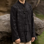 Buddha Stones Bamboo Leaves Clothing Chinese Tang Suit Jacket Coat Men Clothing Clothes BS 7