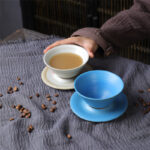 Buddha Stones Planet Design Ceramic Coffee Mug Rough Pottery Tea Coffee Cup With Saucer Coffee Mug BS 7