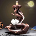 Buddha Stones Lotus Bergamot Healing Incense Burner Incense Burner BS White