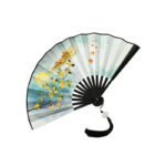 Buddha Stones Vintage Phoenix Nine-Tailed Fox Flower Bamboo Tiger Handheld Folding Fan Lotus Tassel Fan Folding Fan BS 9