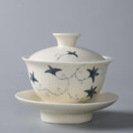 Buddha Stones Hand Painted Pomegranate Hibiscus Pine Lotus Ceramic Gaiwan Sancai Teacup Kung Fu Tea Cup And Saucer With Lid Cup BS 13*9cm*200ml Lotus