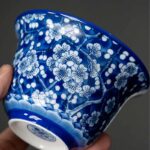 Buddha Stones Plum Blossom Blue And White Porcelain Ceramic Gaiwan Sancai Teacup Kung Fu Tea Cup And Saucer With Lid 185ml Cup BS 6