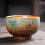 Buddha Stones Colorful Deer Pipa Snow Plum Blossoms Mountains Rivers Bird Ceramic Teacup Kung Fu Tea Cup Bowl Cup BS 7cm*4.5cm*100ml Mountains And Rivers