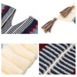 Buddha Stones Tibetan Shawl Colorful Striped Wavy Line Tassels Winter Cozy Travel Scarf Wrap Tibetan Shawl BS 10