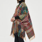 Buddha Stones Tibetan Shawl Colorful Wavy Line Tassels Winter Cozy Travel Scarf Wrap Tibetan Shawl BS 18