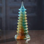 Buddha Stones Feng Shui Wenchang Tower Handmade Liuli Crystal Pagoda Art Piece Luck Home Office Decoration Decorations BS 6