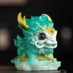 Buddha Stones Color Changing Small Kirin Resin Tea Pet Home Figurine Decoration Decorations BS No Color Change Cyan Kirin 12*8*11.5cm