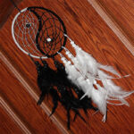 Buddha Stones Yin Yang  Dream Catcher Circular Net with Feathers Balance Decoration Decorations BS 9