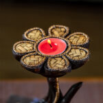 Buddha Stones Hand Pattern Wood Candlestick Home Candle Holder Decoration Candle Holder BS 5