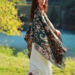 Buddha Stones Tibetan Flowers Leaves Branch Design Tassel Shawl Cozy Travel Scarf Wrap Tibetan Shawl BS 23
