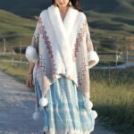 Buddha Stones Tibetan Multicolored Wavy Lines Knitted Striped Shawl Coat Winter Cozy Travel Scarf Wrap Tibetan Shawl BS 24