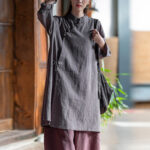 Buddha Stones Vintage Cotton Linen Blouse Women Long Sleeve Shirt Chinese Hanfu Top Long Sleeve Shirt BS 11