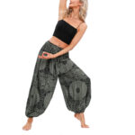 Buddha Stones Casual Loose Round Rose Pattern Harem Trousers Women's Yoga Pants Women's Harem Pants BS 6